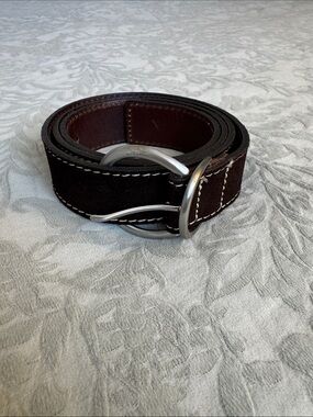 Banana Republic Dark Brown Genuine Italian Leather Belt with Silver Ring Buckle
